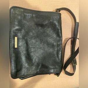 Black leather messenger bag